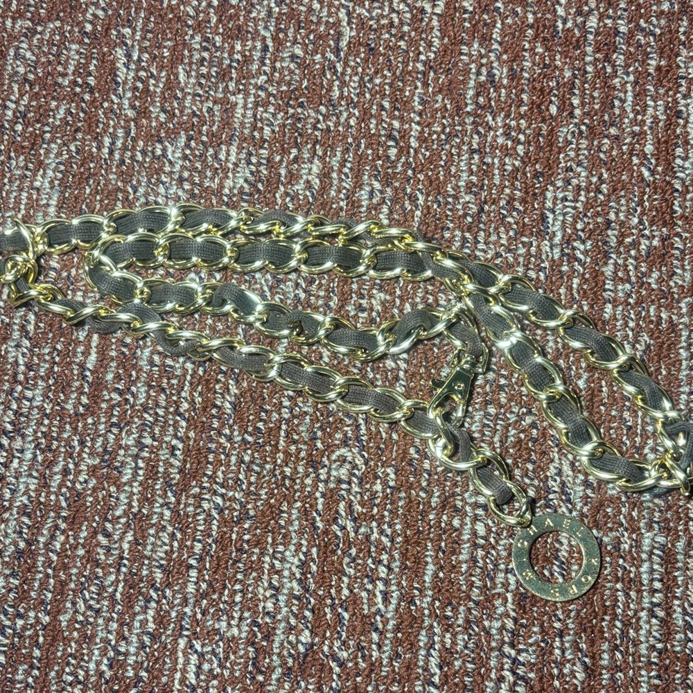 Michael Kors belt designer chocolate brown and gold Chain belt simple adjustable